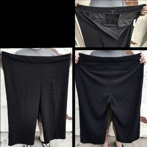 New 24 ELOQUII Black Cropped Wide-Leg Trouser Dress Pants Business Office 24W